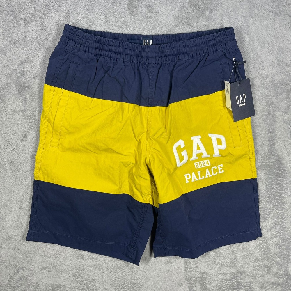 Gap Palace Board Shorts Mens Small Navy Yellow Colorblock Logo 427479-00-1 NEW